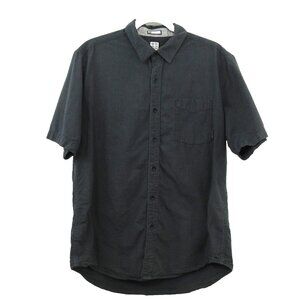 Billabong Shirt Mens Large Black Pinstriped Short Sleeve Button Front Collared